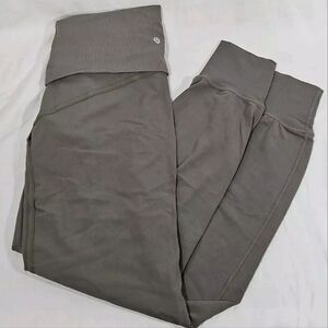 Lululemon Align Super HR Ribbed Waist Foldover Joggers Womens 8 Olive Brown Yoga